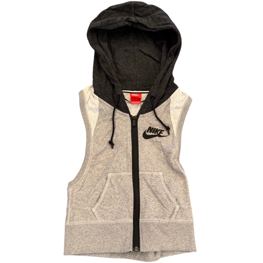 Nike Womens Sleeveless Full Zip Hoodie Grey Heather Racerback 642682-050 Small